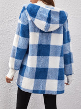 Load image into Gallery viewer, Plaid Long Sleeve Hooded Coat
