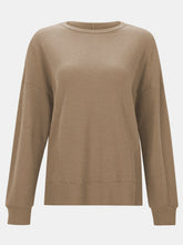 Load image into Gallery viewer, Side Slit Round Neck Long Sleeve T-Shirt
