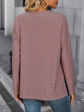 Load image into Gallery viewer, Eyelet Round Neck Long Sleeve Top
