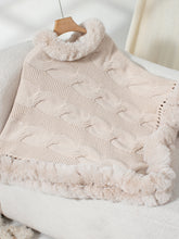 Load image into Gallery viewer, Fuzzy Hem Cable-Knit Poncho
