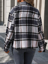 Load image into Gallery viewer, Plaid Button Up Drop Shoulder Jacket
