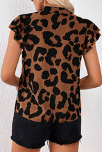 Load image into Gallery viewer, Leopard Notched Cap Sleeve Blouse
