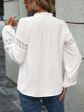 Load image into Gallery viewer, Lace Detail Tie Neck Long Sleeve Blouse
