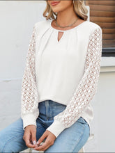 Load image into Gallery viewer, Cutout Round Neck Lace Long Sleeve Blouse
