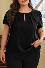 Load image into Gallery viewer, Plus Size Round Neck Short Sleeve Blouse
