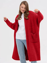 Load image into Gallery viewer, Pocketed Open Front Long Sleeve Longline Cardigan
