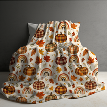 Load image into Gallery viewer, Blanket Halloween #2 - Plaid Pumpkins - PREORDER ends 7/25
