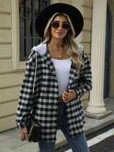 Load image into Gallery viewer, Drawstring Plaid Long Sleeve Hooded Jacket
