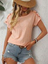 Load image into Gallery viewer, Mandy Eyelet Round Neck Short Sleeve Top
