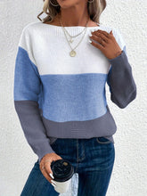 Load image into Gallery viewer, Color Block Boat Neck Sweater
