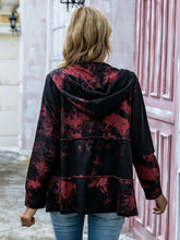 Load image into Gallery viewer, Shiny Full Size Drawstring Printed Zip Up Long Sleeve Jacket
