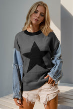 Load image into Gallery viewer, Double Take Full Size Star Pattern Raw Edge Long Sleeve Sweater
