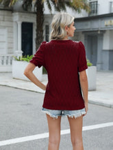 Load image into Gallery viewer, Textured Notched Short Sleeve Blouse
