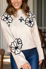 Load image into Gallery viewer, Flower Mock Neck Long Sleeve Sweater
