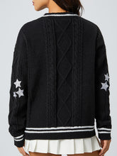 Load image into Gallery viewer, Star Embroidered V-Neck Long Sleeve Cardigan
