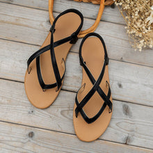 Load image into Gallery viewer, PU Leather Crisscross Flat Sandals
