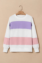 Load image into Gallery viewer, Color Block Round Neck Long Sleeve Sweatshirt
