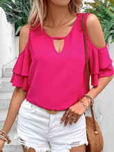 Load image into Gallery viewer, Cold Shoulder Flounce Sleeve Blouse
