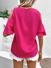 Load image into Gallery viewer, Cold Shoulder Flounce Sleeve Blouse
