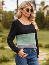 Load image into Gallery viewer, Color Block Square Neck Long Sleeve T-Shirt
