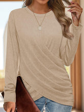 Load image into Gallery viewer, Ruched Round Neck Long Sleeve T-Shirt
