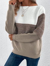 Load image into Gallery viewer, Color Block Drop Shoulder Long Sleeve Sweater
