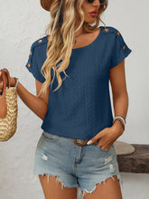 Load image into Gallery viewer, Mandy Eyelet Round Neck Short Sleeve Top

