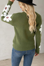 Load image into Gallery viewer, Flower Round Neck Long Sleeve Sweater
