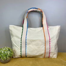 Load image into Gallery viewer, Canvas Tote Bag - Rainbow Trim - PREORDER
