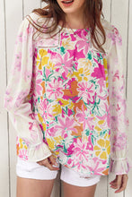 Load image into Gallery viewer, Floral Round Neck Flounce Sleeve Blouse
