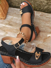 Load image into Gallery viewer, Peep Toe Block Heel Sandals
