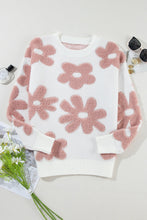 Load image into Gallery viewer, Flower Round Neck Long Sleeve Knit Top
