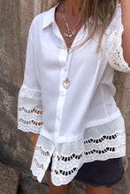 Load image into Gallery viewer, Cutout Collared Neck Three-Quarter Sleeve Shirt
