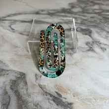 Load image into Gallery viewer, Jumbo Paperclip - Turquoise Cow Animal Print
