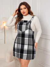 Load image into Gallery viewer, Plus Size Plaid Wide Strap Overall Dress
