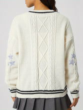 Load image into Gallery viewer, Star Embroidered V-Neck Long Sleeve Cardigan
