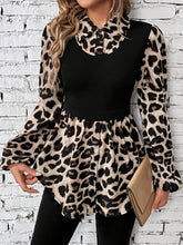 Load image into Gallery viewer, Leopard Collared Neck Balloon Sleeve Blouse
