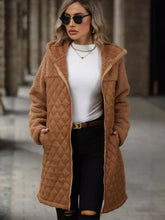 Load image into Gallery viewer, Texture Zip Up Long Sleeve Hooded Coat
