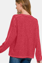 Load image into Gallery viewer, Zenana Full Size Contrast Stitching Brushed Ribbed Hacci Knit Top
