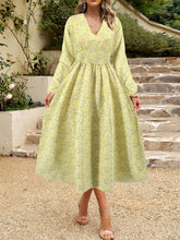 Load image into Gallery viewer, Floral V-Neck Long Sleeve Midi Dress
