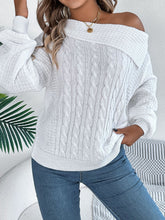 Load image into Gallery viewer, Cable-Knit One Shoulder Long Sleeve Sweater
