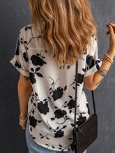 Load image into Gallery viewer, Full Size Printed Notched Short Sleeve Blouse
