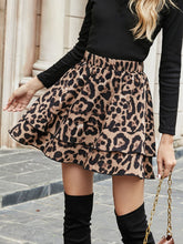 Load image into Gallery viewer, Ruffled Leopard Elastic Waist Skirt
