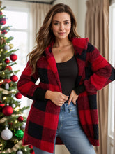 Load image into Gallery viewer, Plaid Long Sleeve Hooded Coat
