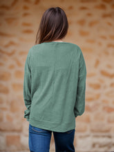 Load image into Gallery viewer, Side Slit Round Neck Long Sleeve T-Shirt
