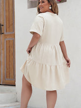 Load image into Gallery viewer, Plus Size Lace Detail Notched Short Sleeve Dress

