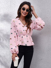 Load image into Gallery viewer, Printed V-Neck Long Sleeve Blouse
