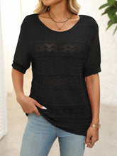 Load image into Gallery viewer, Mandy Openwork Round Neck Half Sleeve Knit Top
