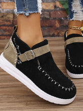 Load image into Gallery viewer, Contrast Round Toe Buckle Sneakers
