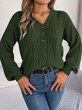 Load image into Gallery viewer, Cable-Knit V-Neck Long Sleeve Sweater
